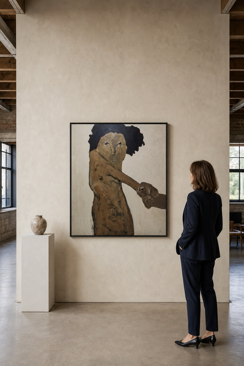 Figure Holding a Detached Face - shown to scale