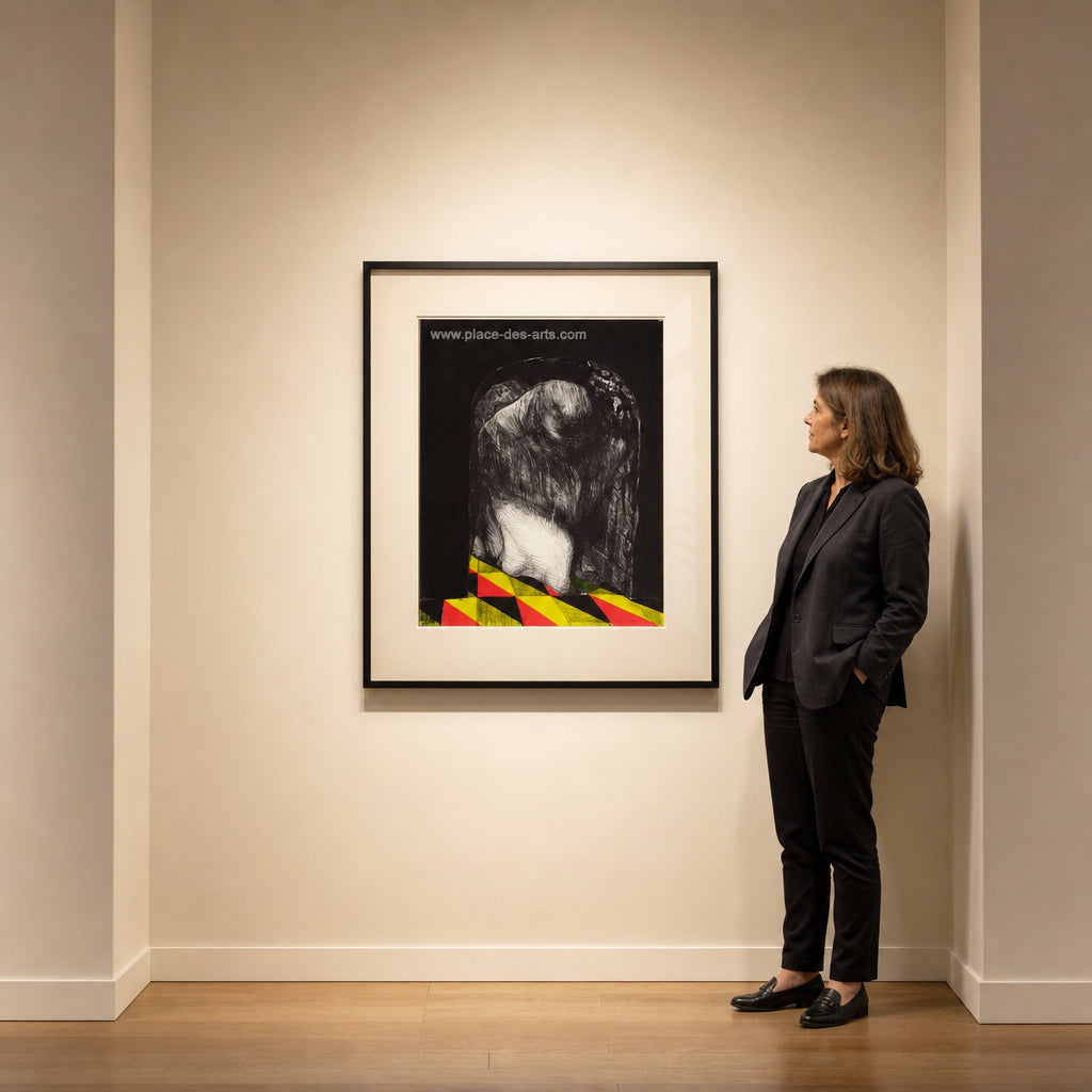 Nude Figure in Dark Arched Frame - shown to scale