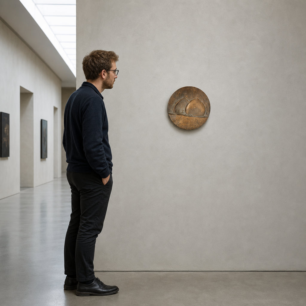 Round Bronze Relief with Abstract Forms - shown to scale