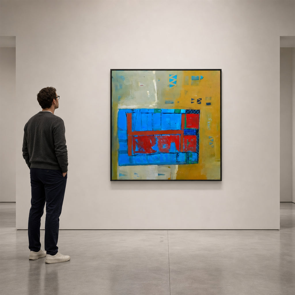 Blue and Red Geometric Abstract Forms - shown to scale