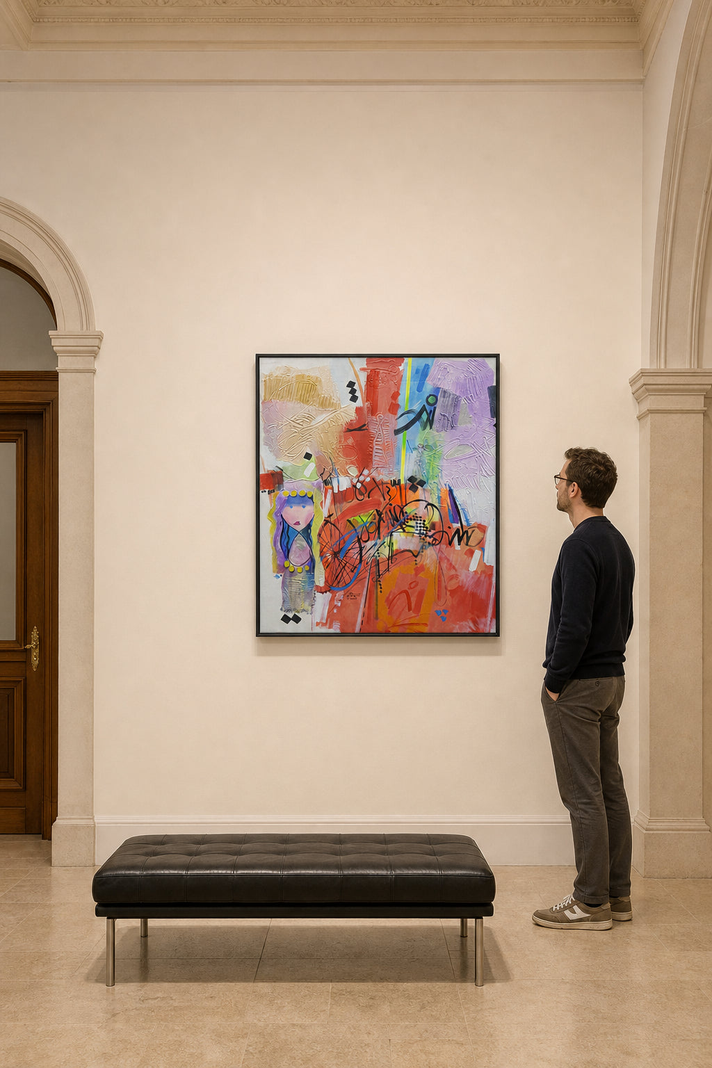 Abstract Figure with Calligraphy and Color - shown to scale