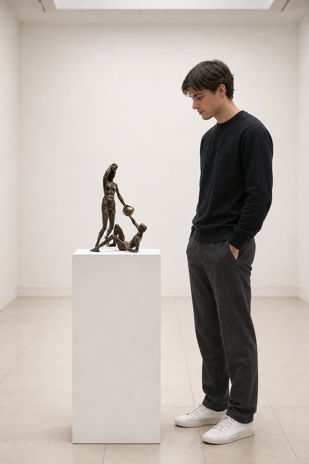 Two Figures Sharing a Sphere - shown to scale