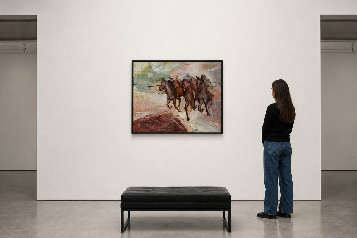 Three Horsemen Charging with Spears - shown to scale