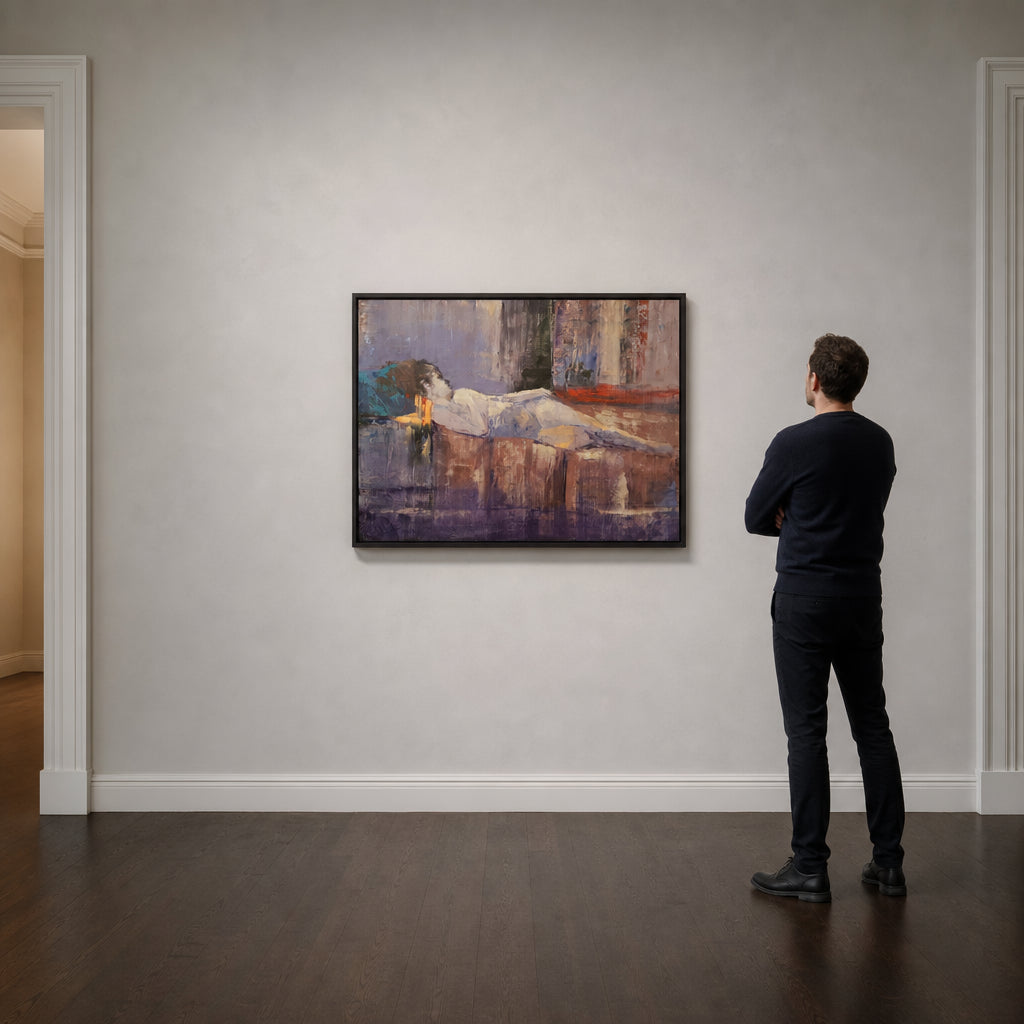 Reclining Figure on Abstract Background - shown to scale
