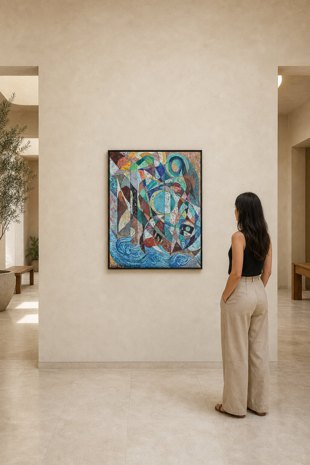 Abstract Geometric Figures with Waves - shown to scale