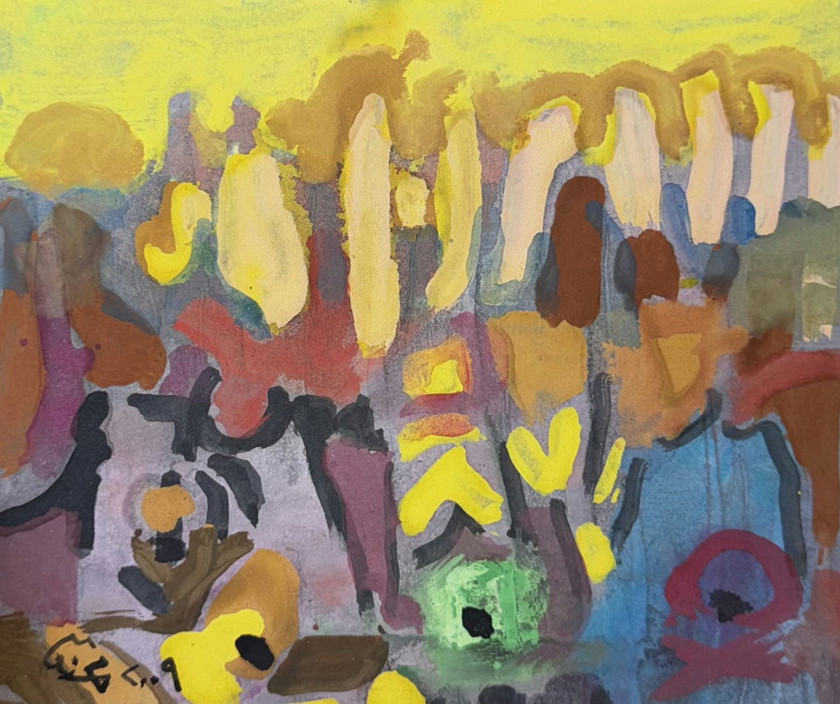 Original Mixed media 'Abstract Figures in Vivid Colours' by Mohammad Bushnaq