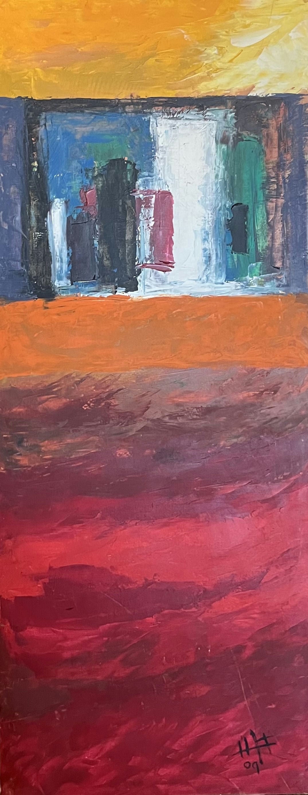 Original Acrylic 'Bold Abstract Color Block Composition' by Ghassan Abulaban