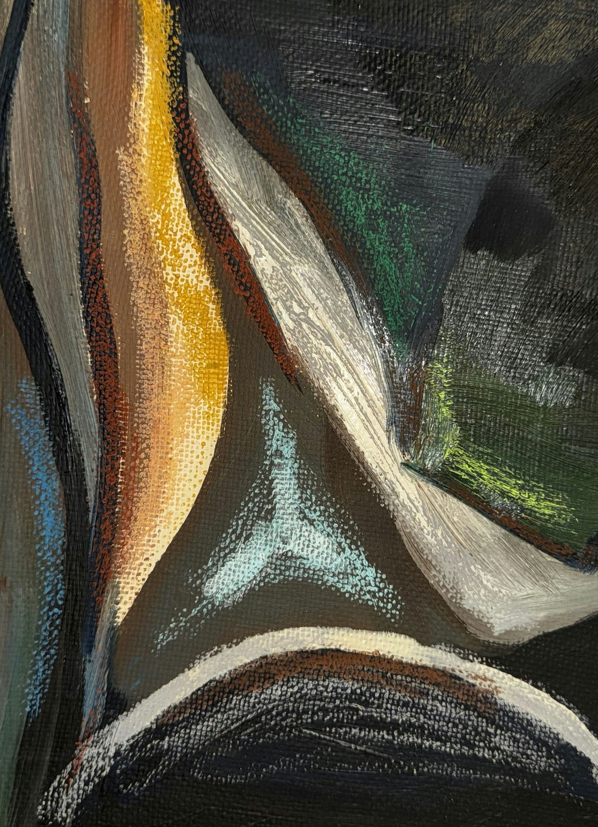 Original Mixed media 'Dark Abstract Curved Forms' by Mohammad Bushnaq