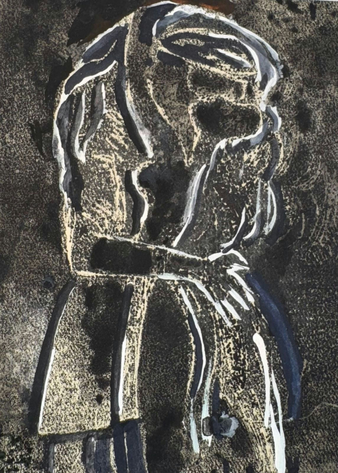 Original Mixed media 'Solitary Figure Standing Alone' by Mohammad Bushnaq