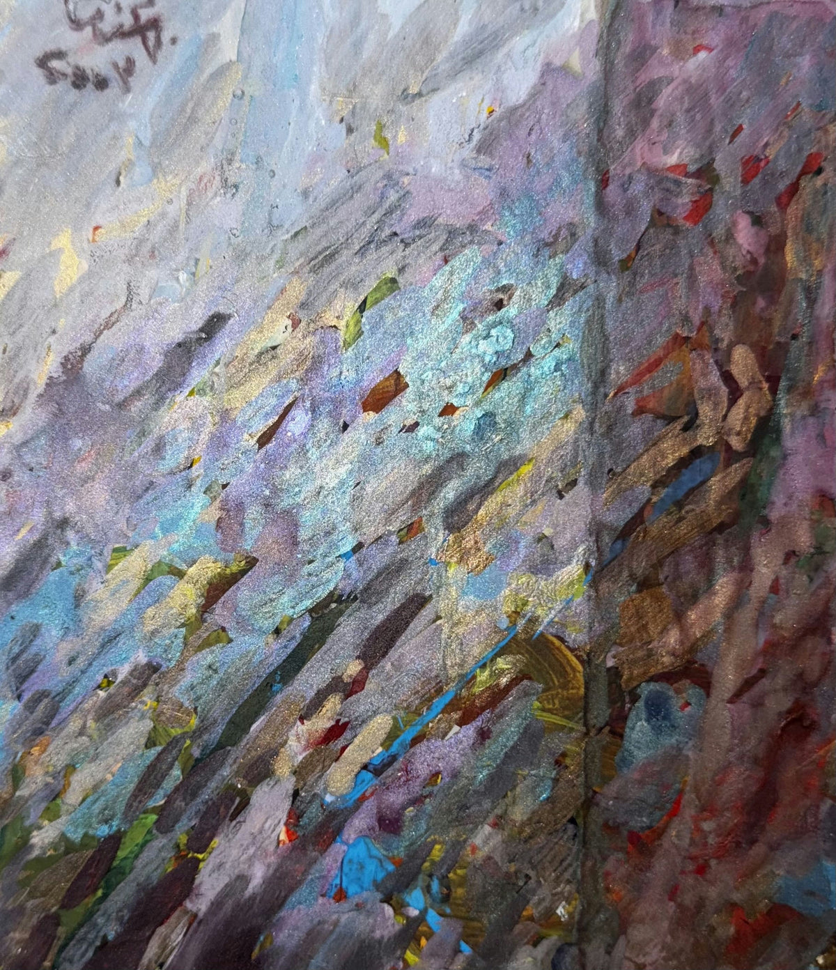 Original Mixed media 'Abstract Textured Mixed Colour Marks' by Mohammad Bushnaq