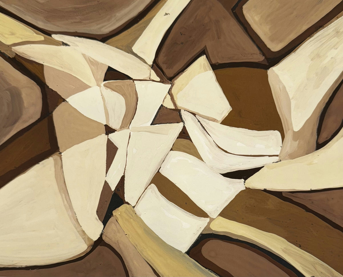 Original Mixed media 'Abstract Brown and White Geometric Forms' by Mohammad Bushnaq
