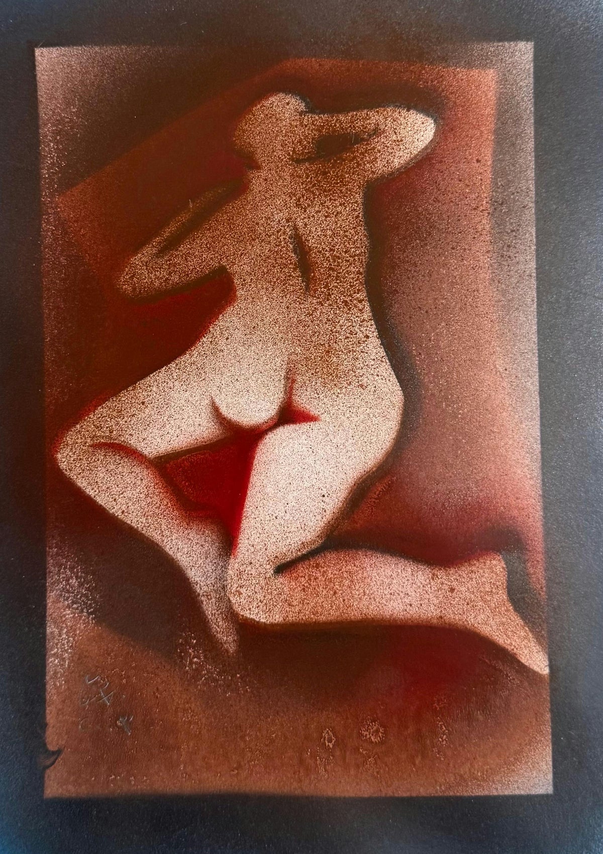 Original Mixed media 'Seated Female Figure From Behind' by Mohammad Bushnaq