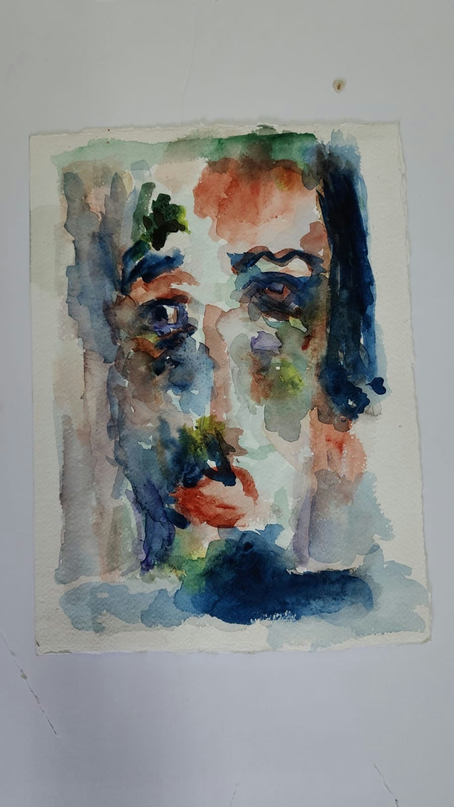 Original Watercolor 'Expressive Watercolour Female Face Portrait' by Marwan Kassab Bachi