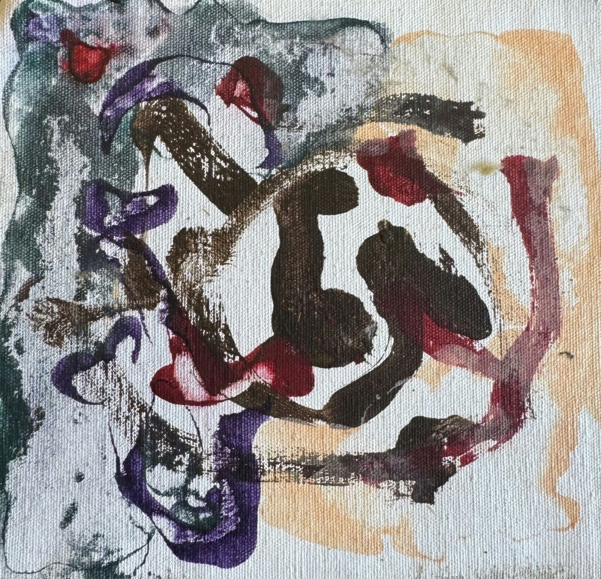 Original Mixed media 'Abstract Calligraphic Forms on Paper' by Mohammad Bushnaq