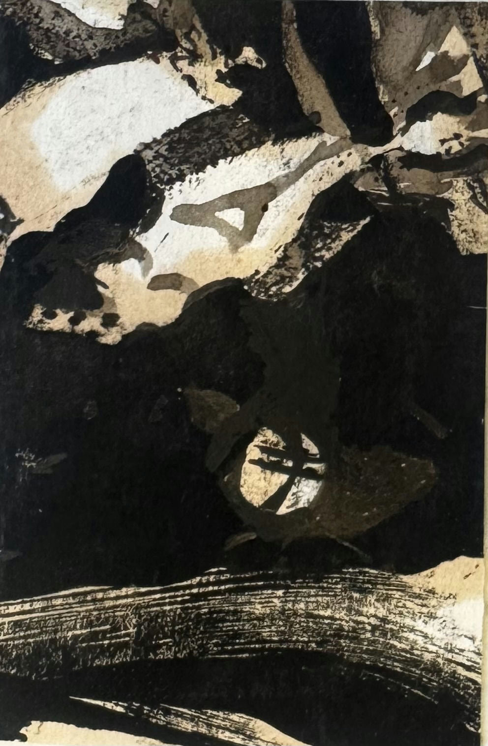 Original Acrylic 'Abstract Black and Brown Shapes' by Mohammad Bushnaq