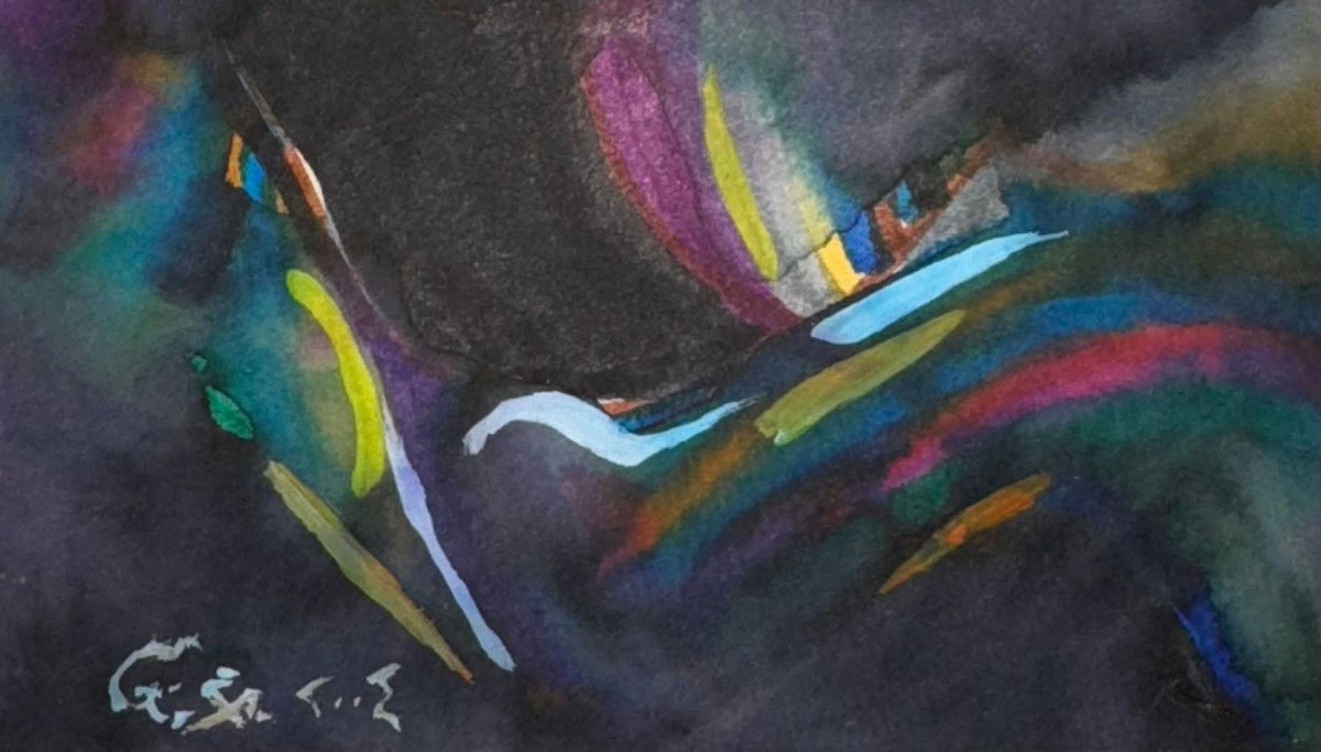 Original Mixed media 'Colorful Strokes on Dark Background' by Mohammad Bushnaq