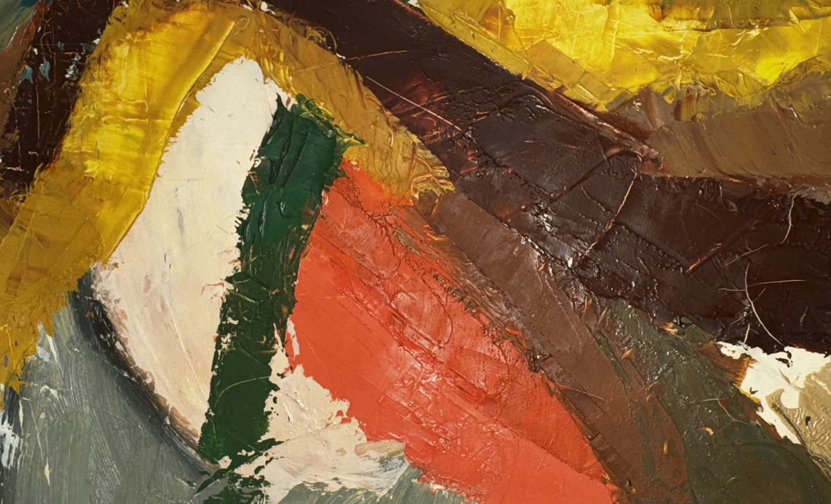 Original Mixed media 'Bold Abstract Shapes in Warm Tones' by Mohammad Bushnaq