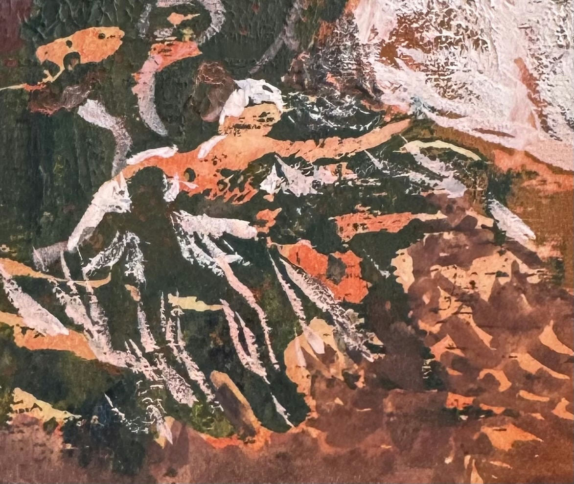 Original Mixed media 'Abstract Figures in Earth Tones' by Mohammad Bushnaq