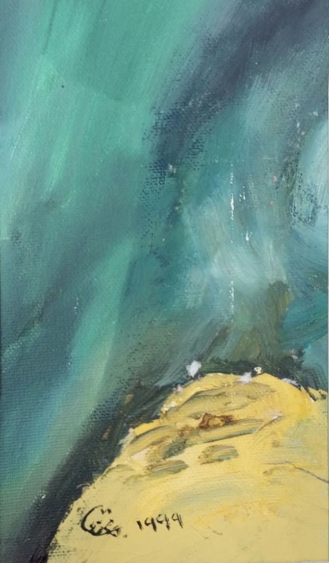 Original Oil 'Teal Sky Over Sandy Ground' by Mohammad Bushnaq