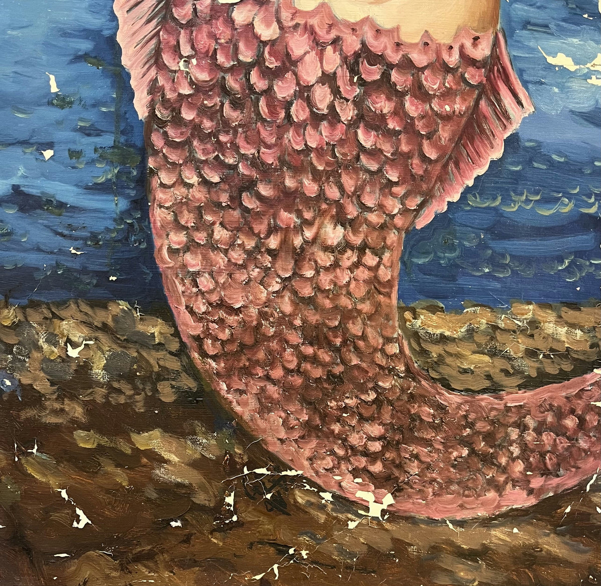 Original Mixed media 'Mermaid Tail on Sandy Shore' by Mohammad Bushnaq