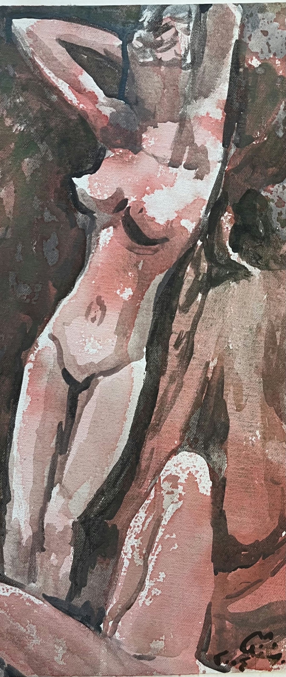 Original Acrylic 'Standing Female Nude Figure' by Mohammad Bushnaq