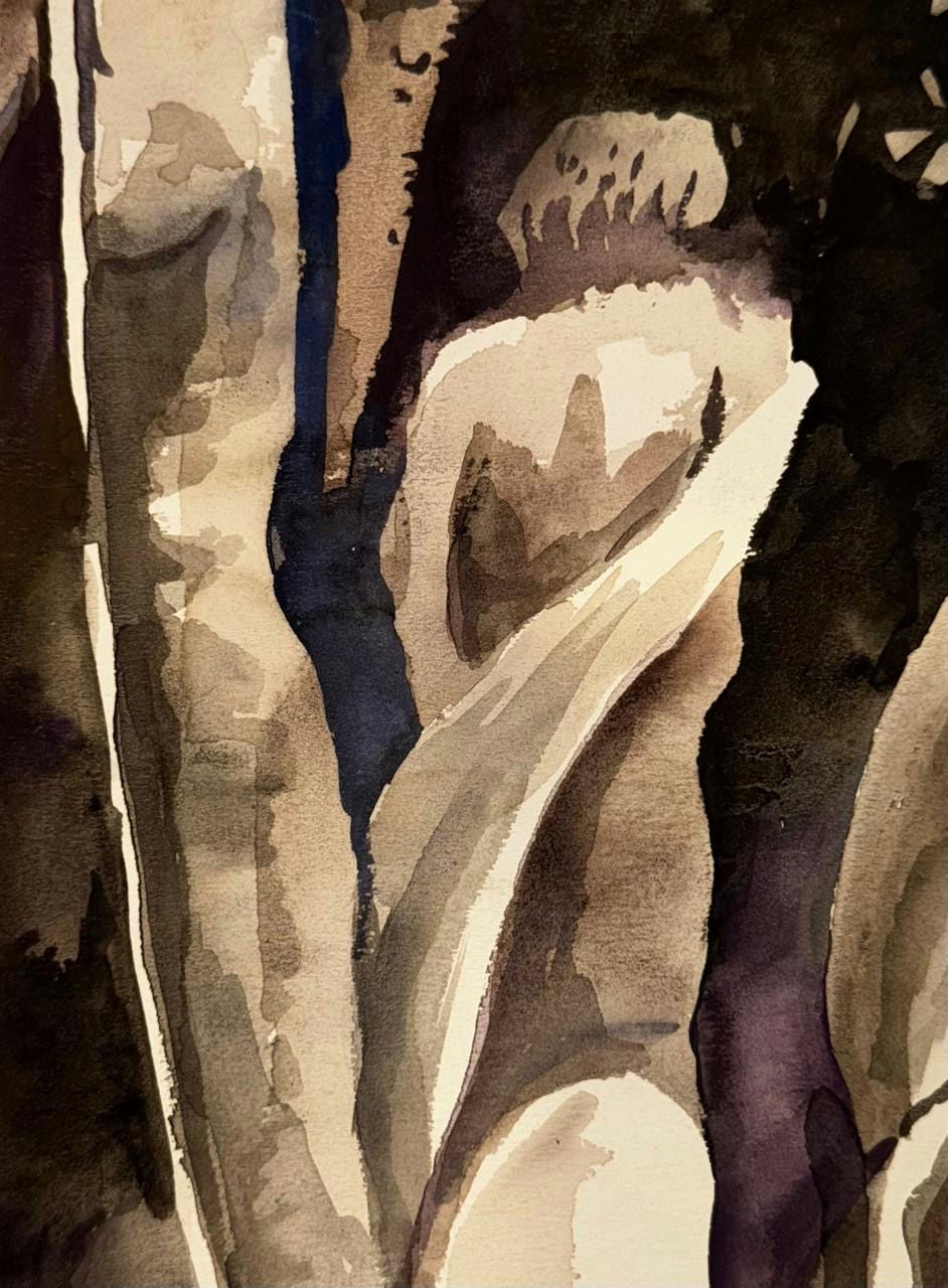 Original Mixed media 'Abstract Dark Flowing Forms' by Mohammad Bushnaq