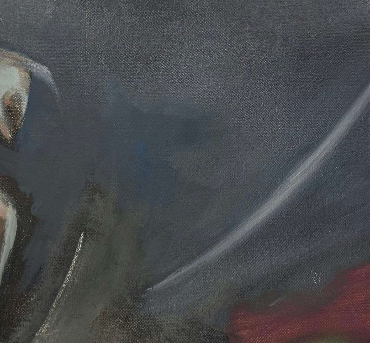 Original Oil 'Dark Figure with Red Accent' by Mohammad Bushnaq