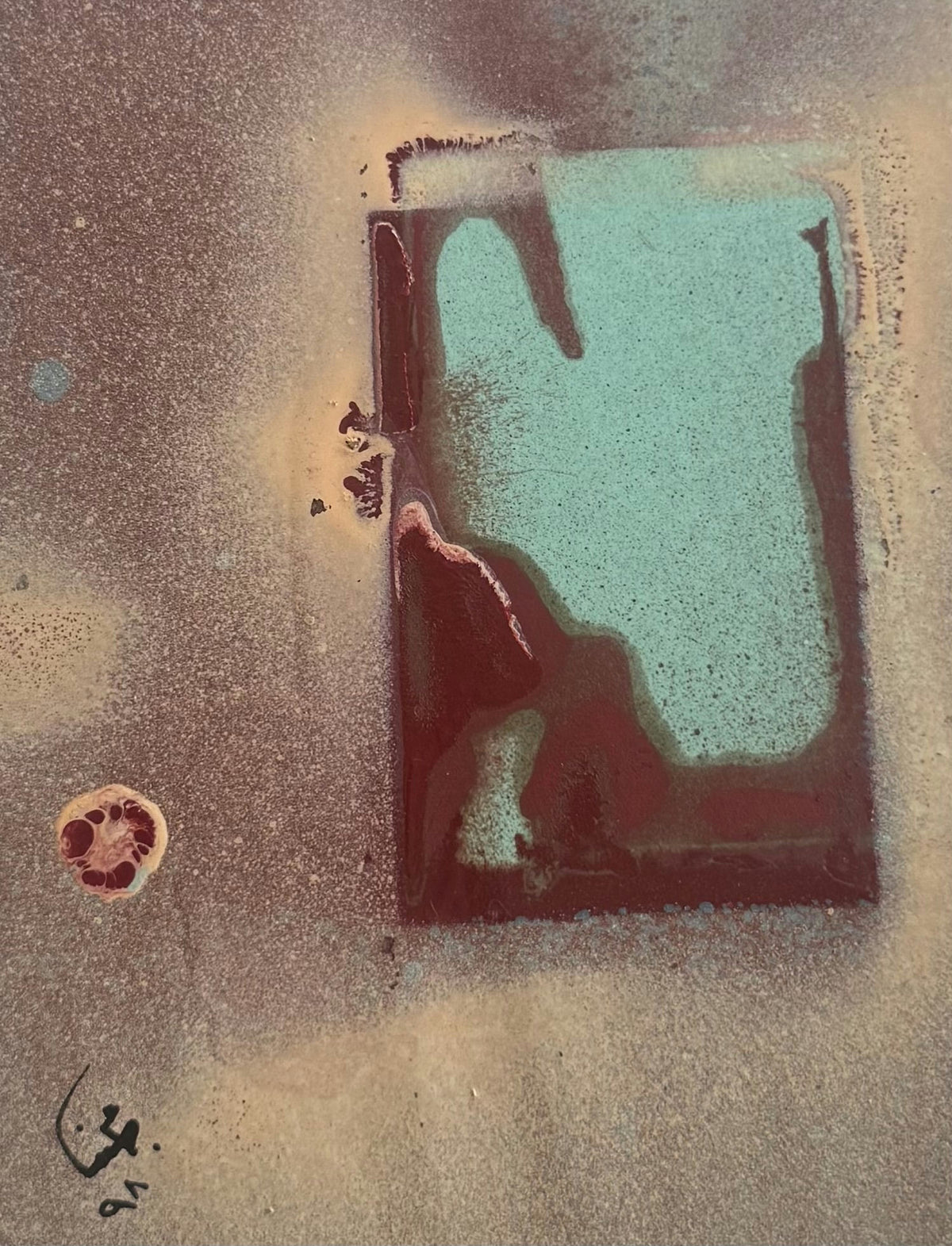 Original Mixed media 'Abstract Rectangle on Textured Ground' by Mohammad Bushnaq