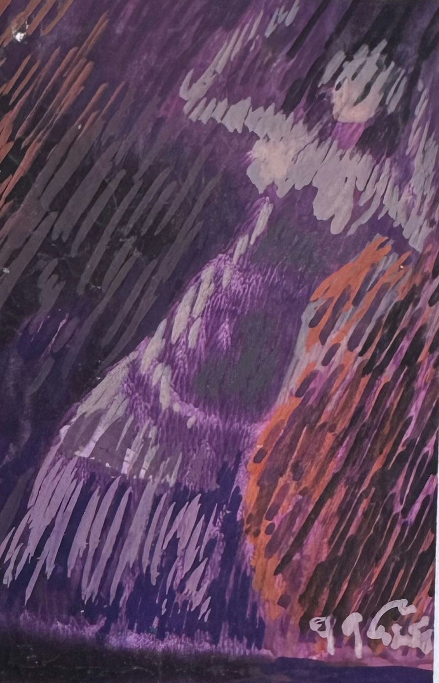 Original Mixed media 'Figure in Purple and Orange' by Mohammad Bushnaq