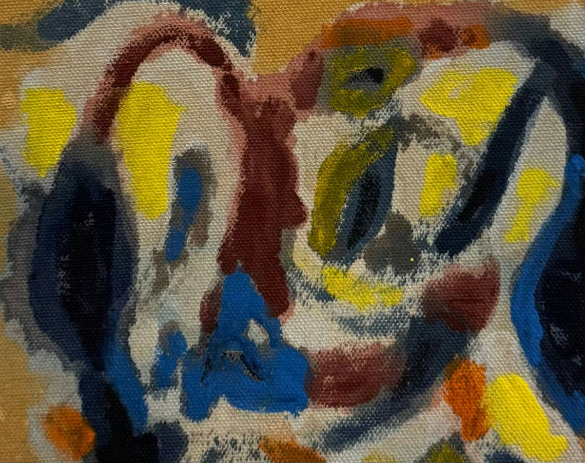Original Oil 'Abstract Brushstrokes in Blue and Yellow' by Mohammad Bushnaq
