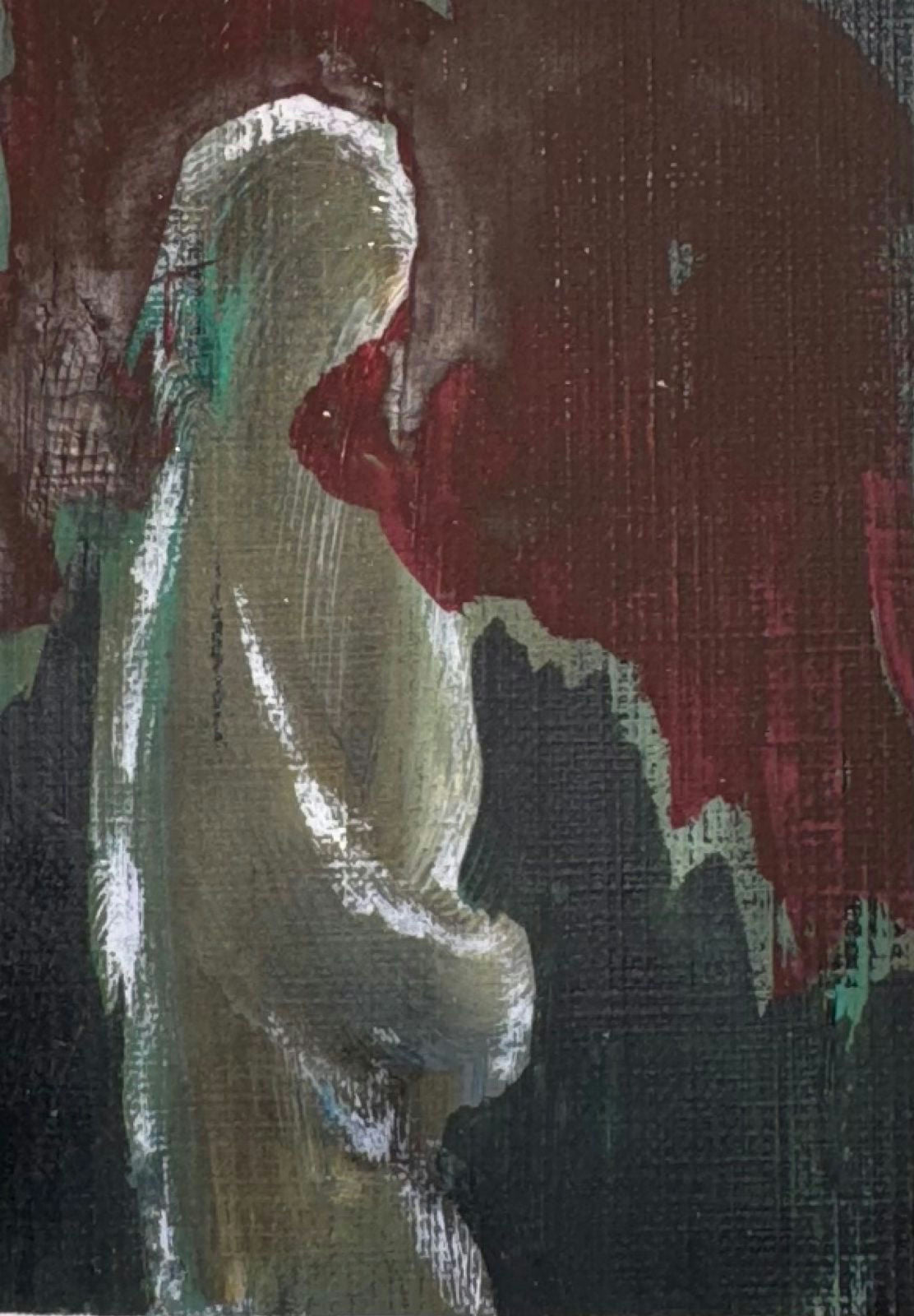 Original Mixed media 'Veiled White Figure Dark Background' by Mohammad Bushnaq