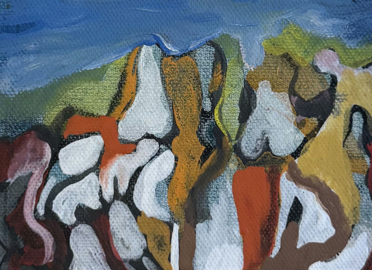 Original Mixed media 'Abstract Figures in Landscape' by Mohammad Bushnaq