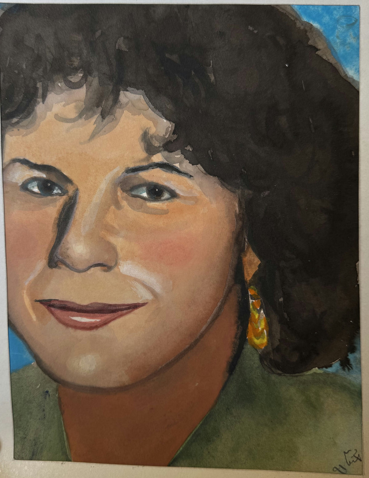 Original Mixed media 'Portrait of a Smiling Woman' by Mohammad Bushnaq