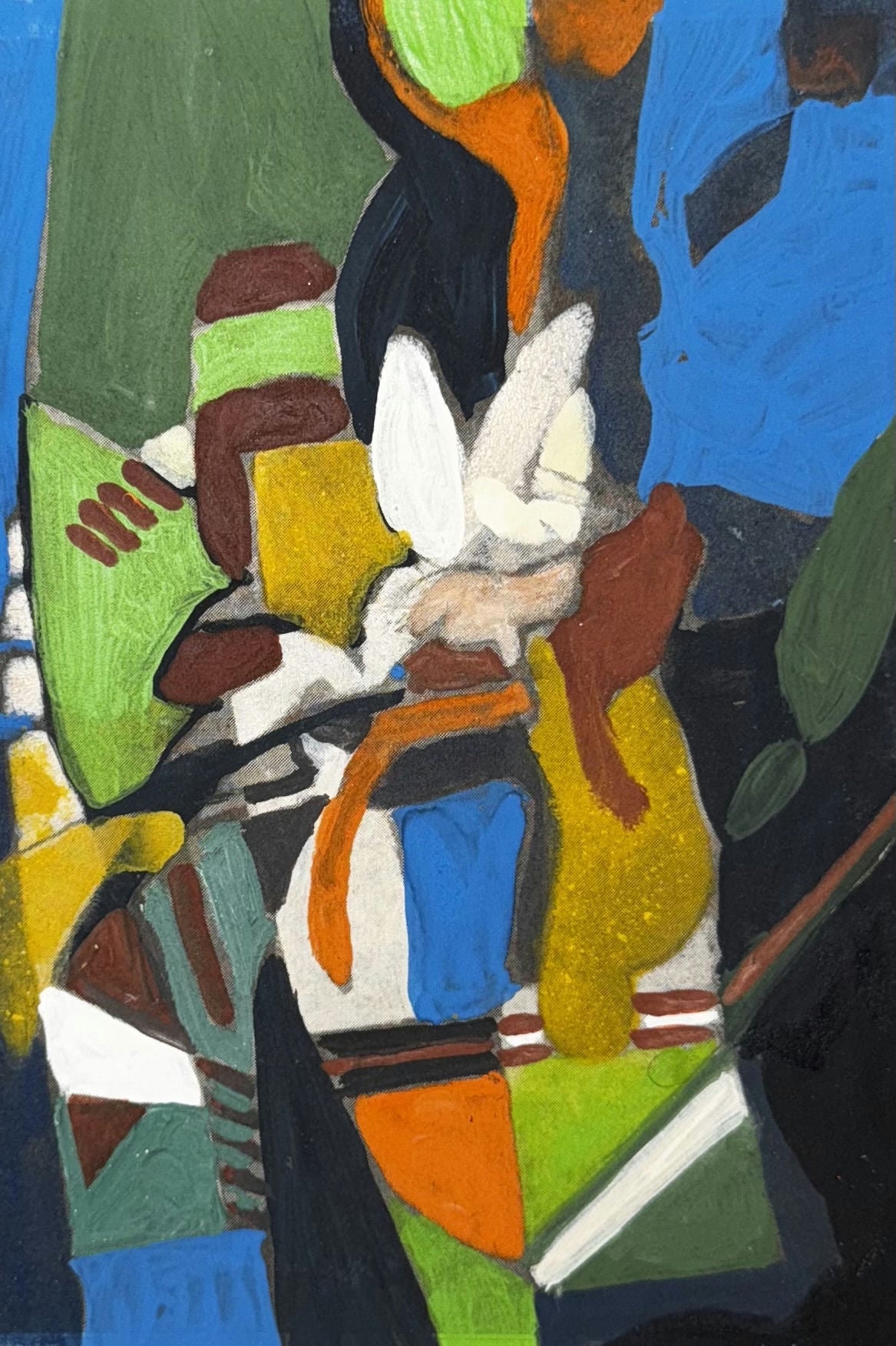 Original Mixed media 'Fragmented Figures in Bold Colours' by Mohammad Bushnaq