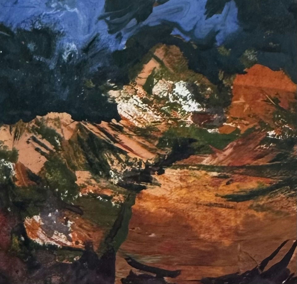 Original Mixed media 'Rocky Landscape with Dark Sky' by Mohammad Bushnaq