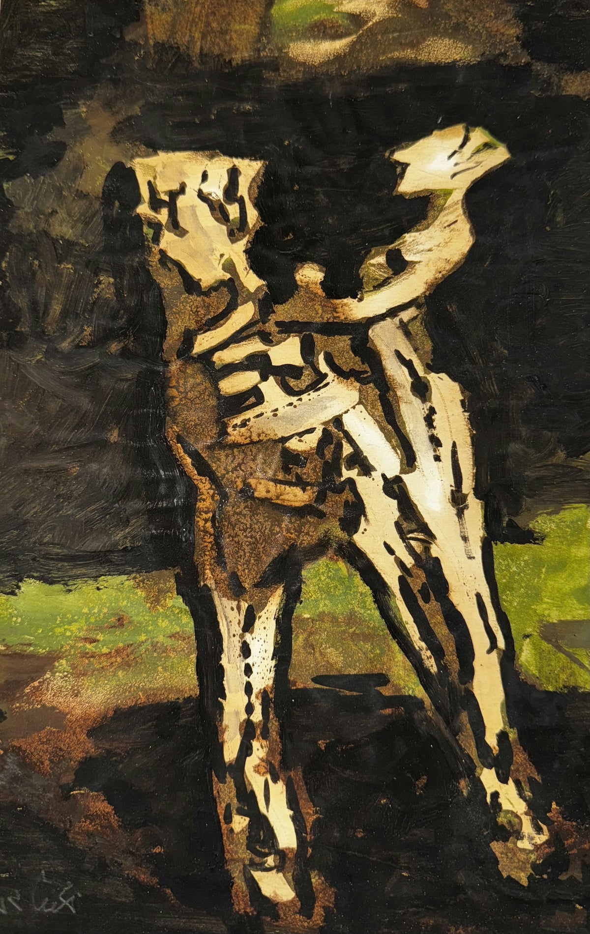 Original Mixed media 'Standing Figure with Arabic Script' by Mohammad Bushnaq