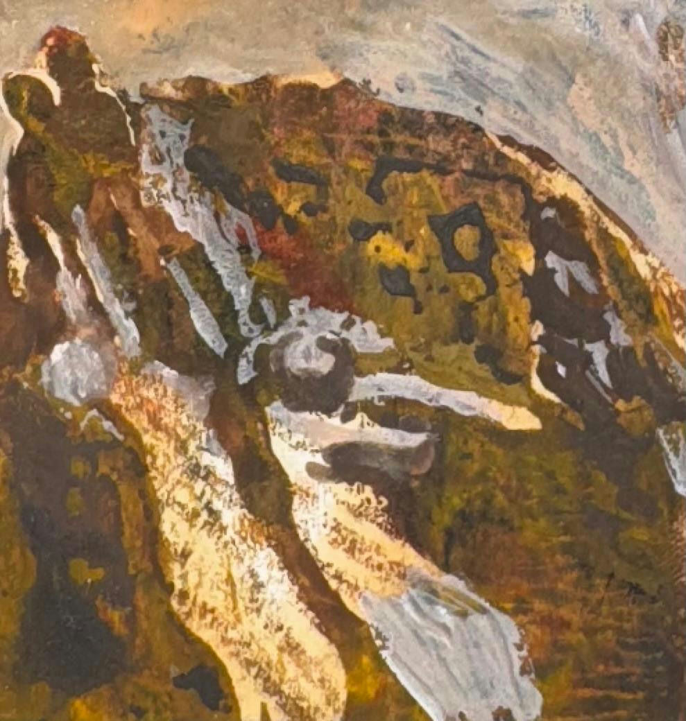 Original Mixed media 'Abstract Rock Surface with Dark Markings' by Mohammad Bushnaq