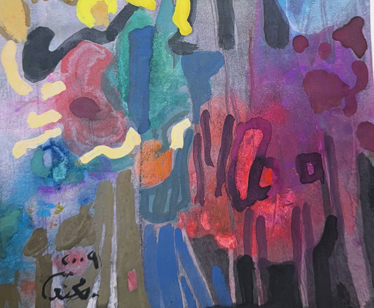Original Mixed media 'Colorful Abstract Mixed Media Composition' by Mohammad Bushnaq