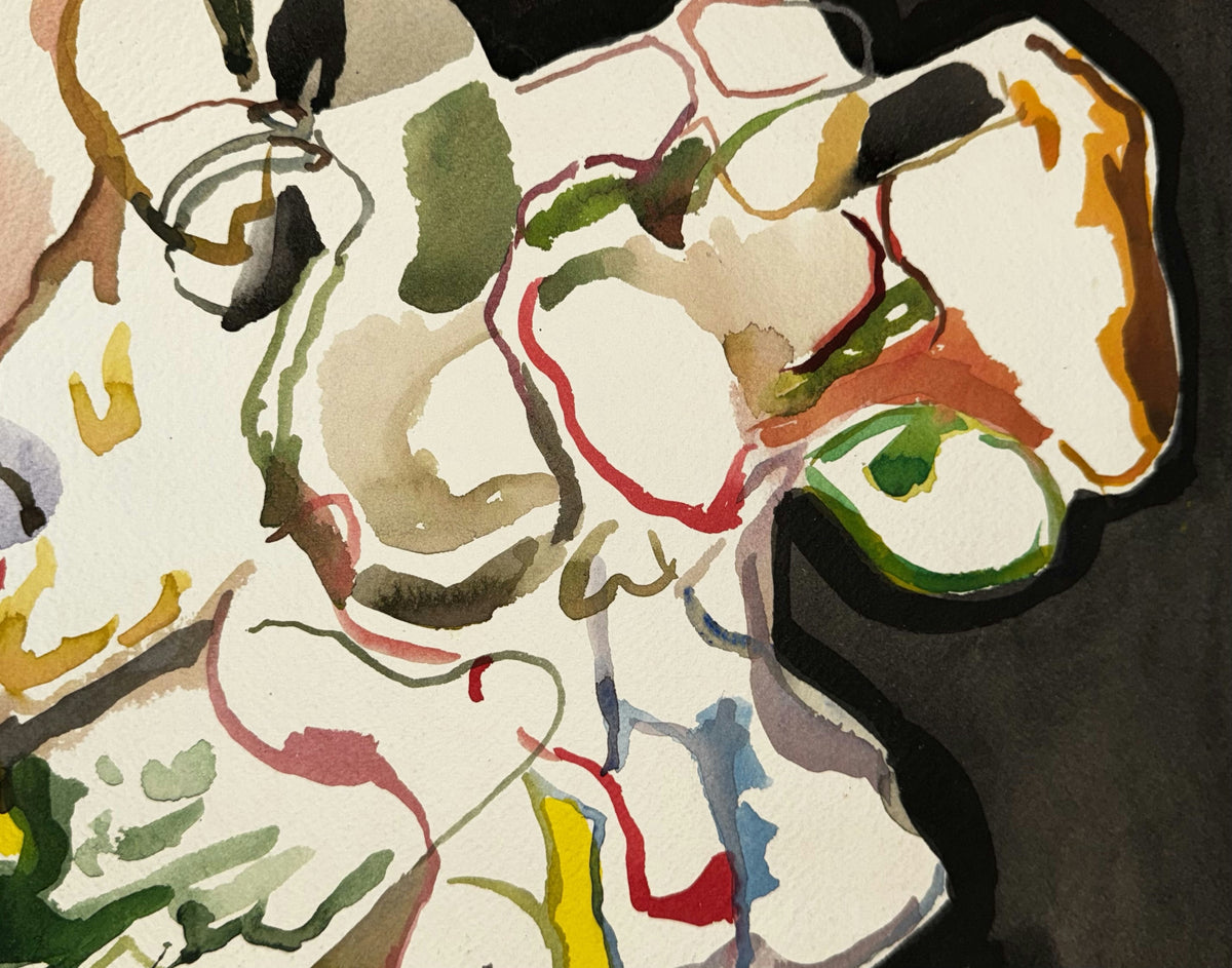 Original Mixed media 'Abstract Figure with Colorful Lines' by Mohammad Bushnaq
