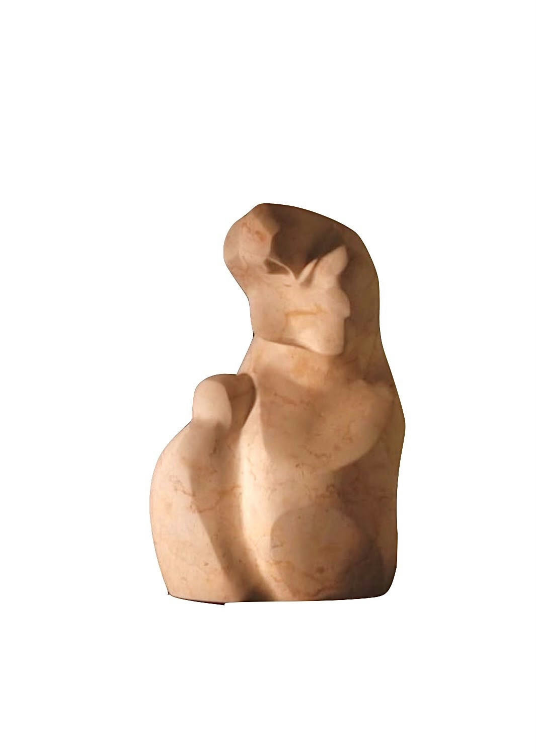 Original Sculptures & Ceramics 'Abstract Mother and Child Stone Sculpture' by Yazan Salman 