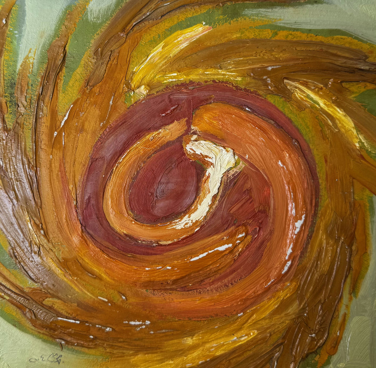 Original Mixed media 'Swirling Spiral in Earth Tones' by Mohammad Bushnaq