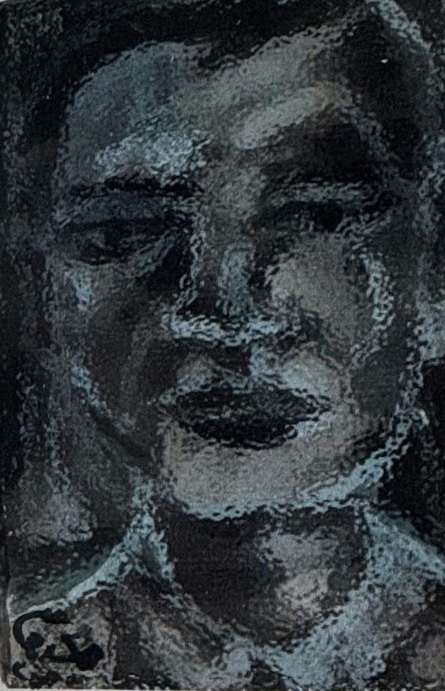 Original Mixed media 'Dark Tonal Portrait of a Face' by Mohammad Bushnaq