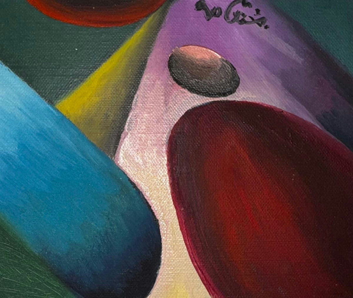 Original Mixed media 'Abstract Geometric Shapes on Dark Background' by Mohammad Bushnaq