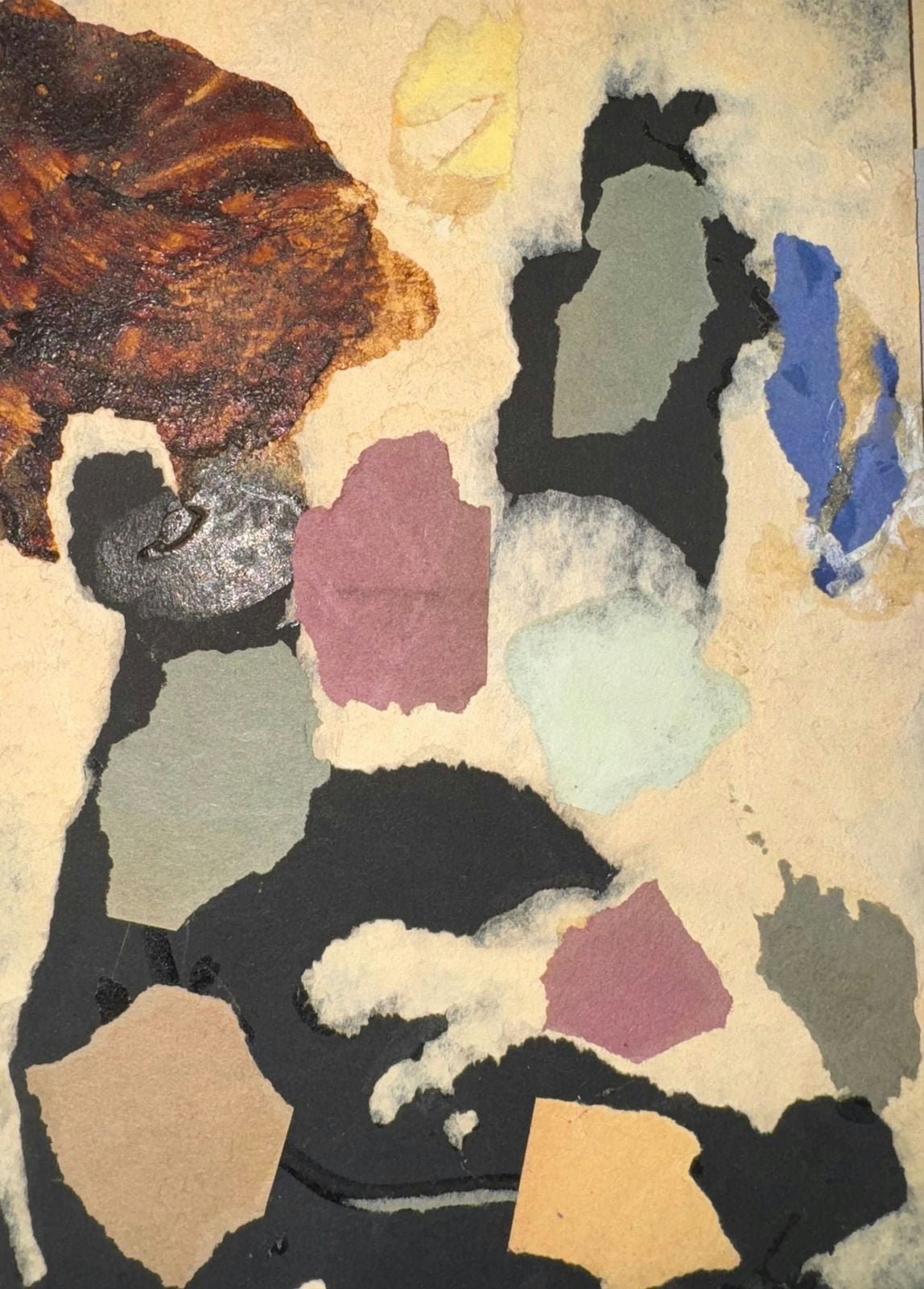Original Mixed media 'Abstract Collage of Torn Paper Fragments' by Mohammad Bushnaq