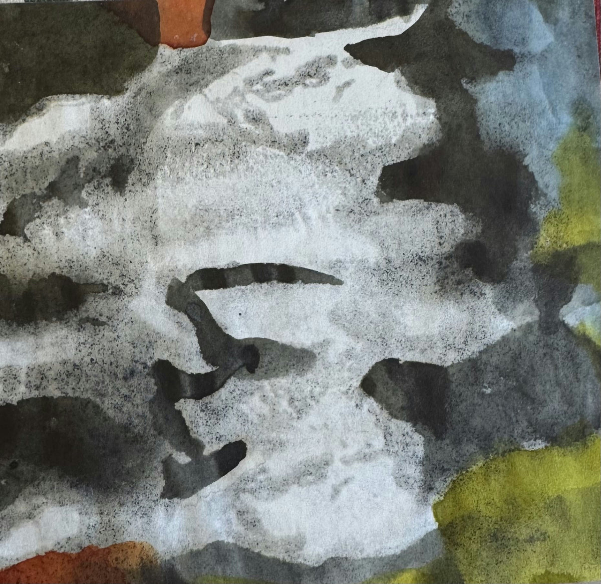 Original Mixed media 'Abstract Grey and Olive Mixed Media' by Mohammad Bushnaq