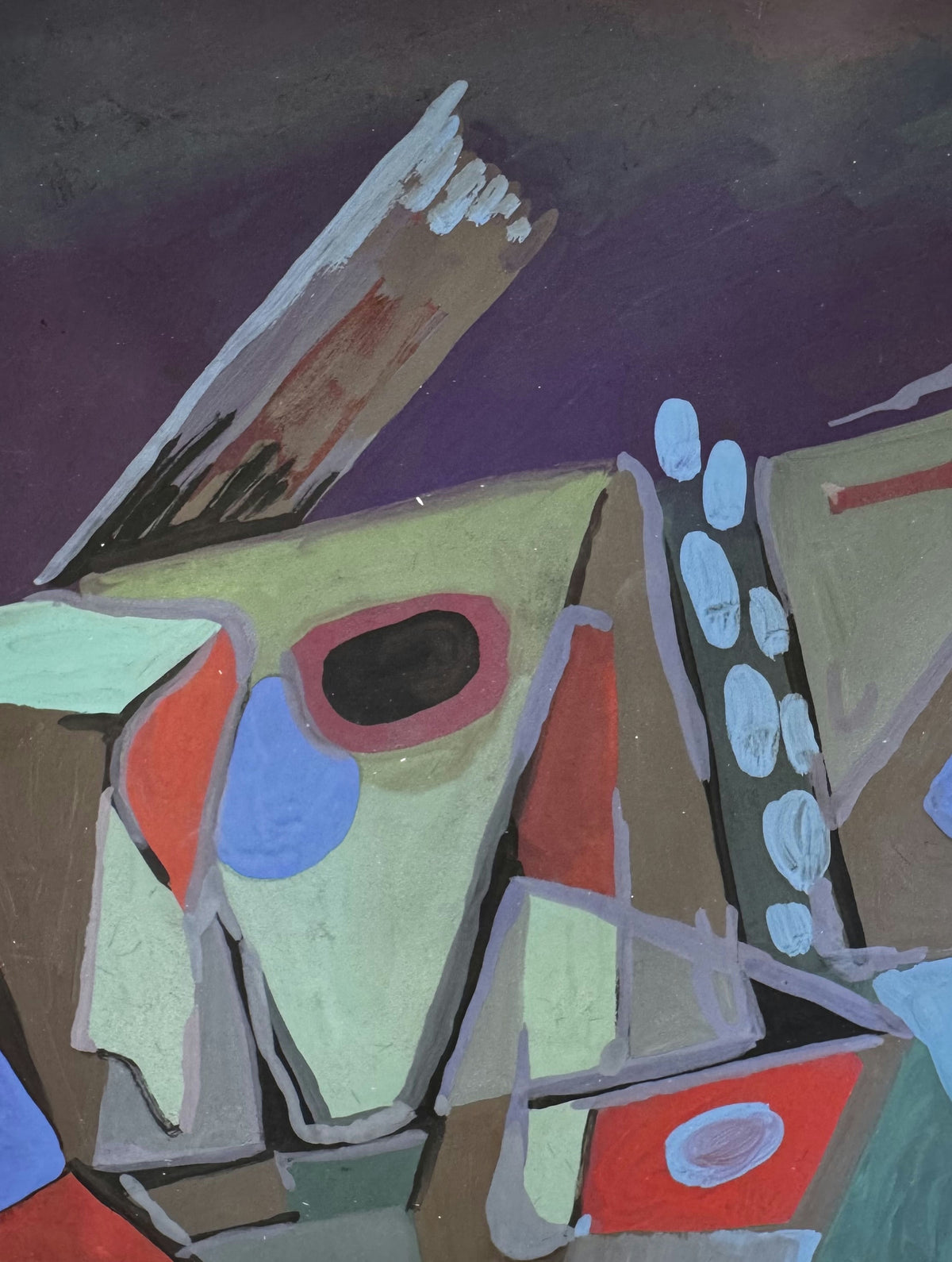 Original Mixed media 'Abstract Geometric Forms on Dark Ground' by Mohammad Bushnaq