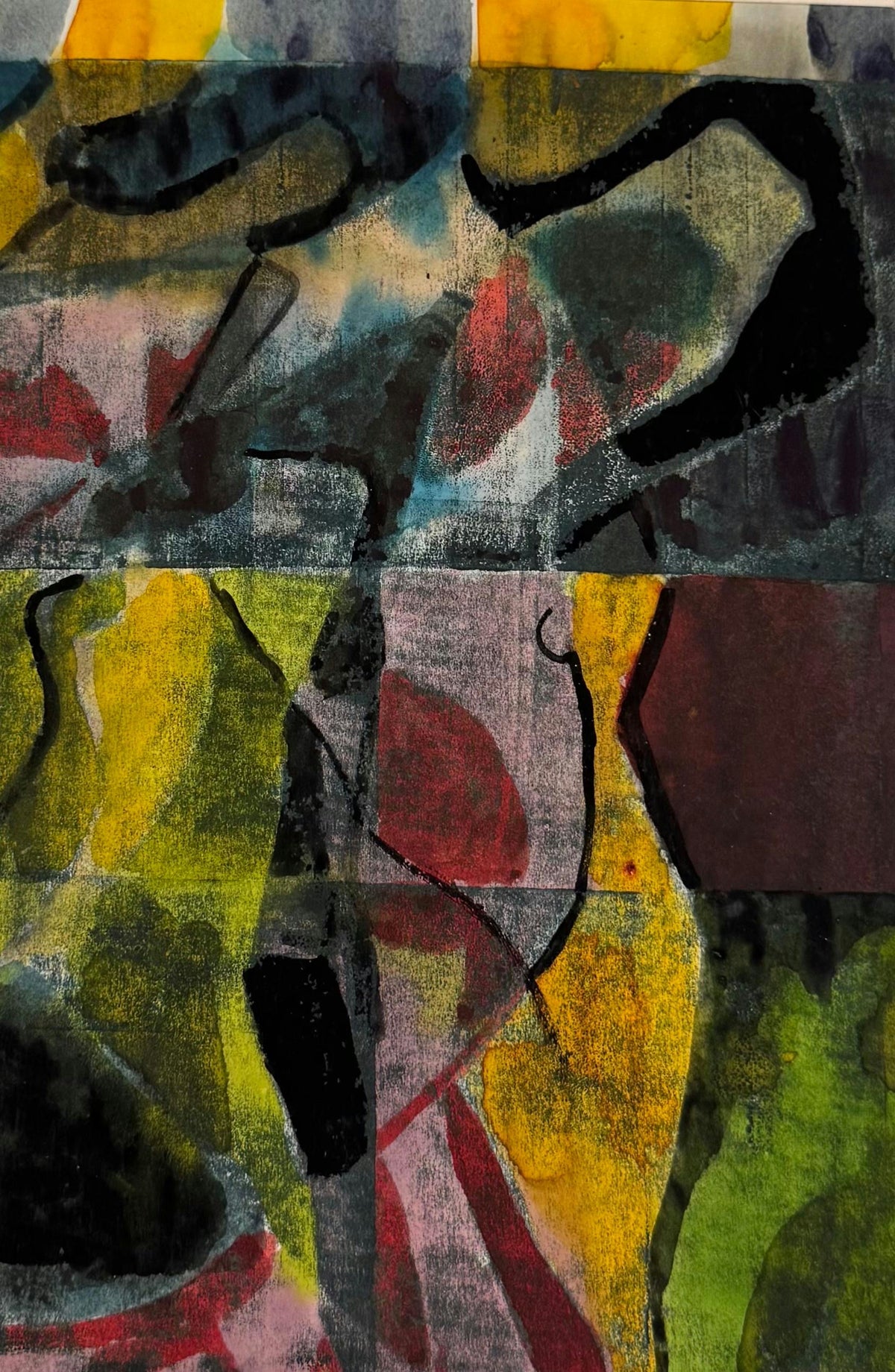Original Oil 'Abstract Layered Forms in Mixed Colours' by Mohammad Bushnaq
