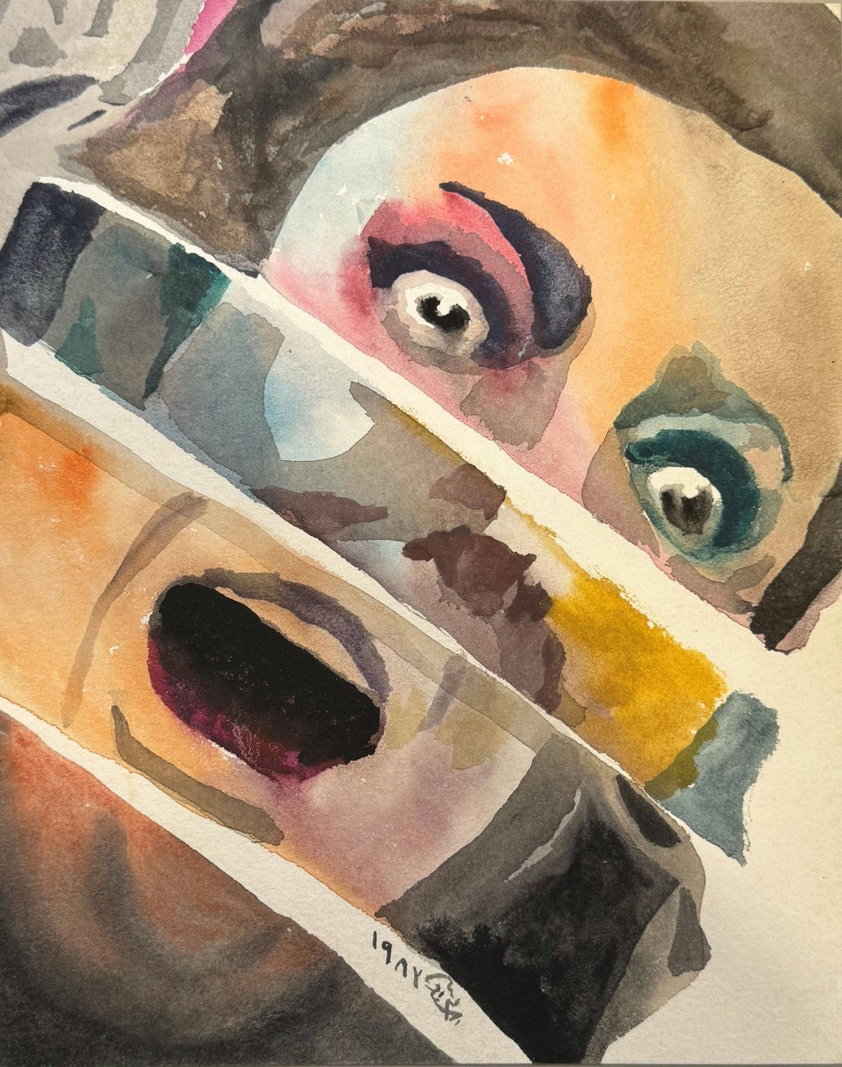 Original Mixed media 'Fragmented Abstract Human Face' by Mohammad Bushnaq