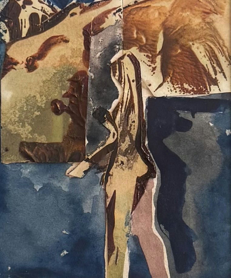 Original Mixed media 'Abstract Figure Collage on Paper' by Mohammad Bushnaq