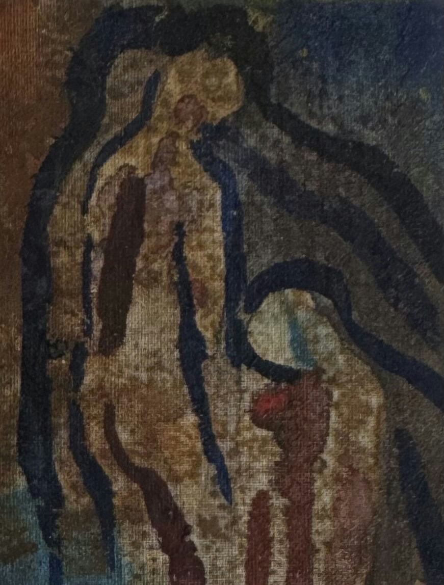 Original Mixed media 'Abstract Standing Figure Dark Background' by Mohammad Bushnaq